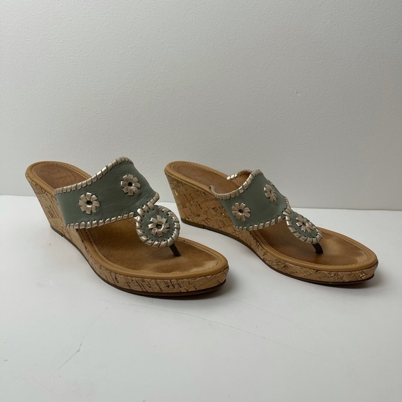 Jack Rogers Green Wedge Sandals Size 10 - Picture 2 of 8